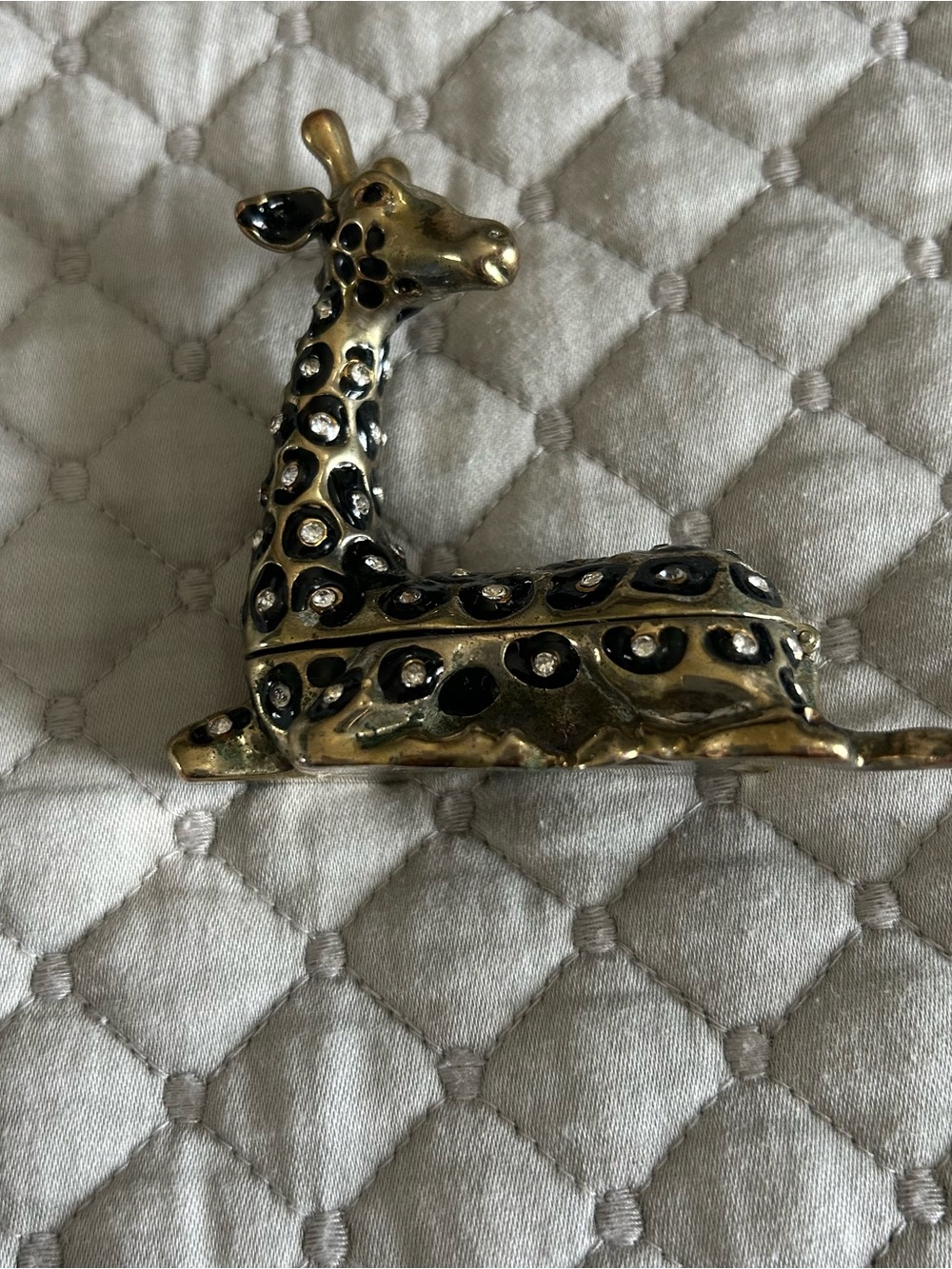 Gold-Tone Pebbled Hinged Trinket Box with Yellow Swirl Enamel